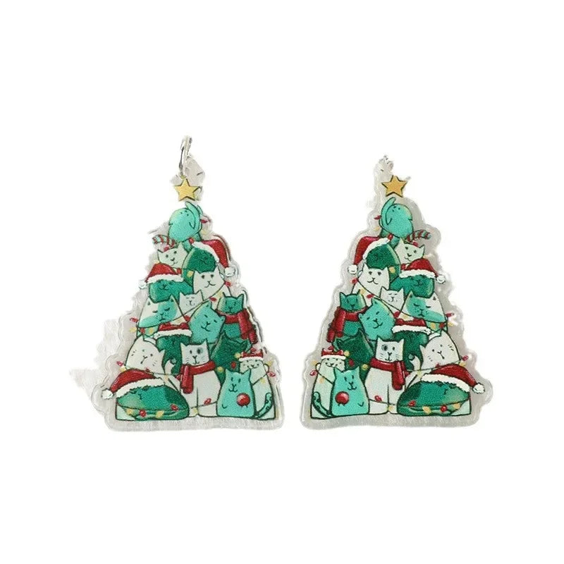 Yak Raccoon Christmas Tree Acrylic Charms Wholesale Bulk for Earring DIY Accessories 5PCS/LOT