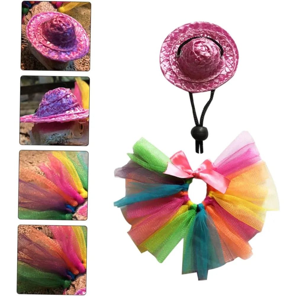 Bearded Dragon Costume Hat for Lizards Tutu Skirt & Reptile Small Pet Costume Outfits Clothes Photo Props for Geckos Hamster Rat