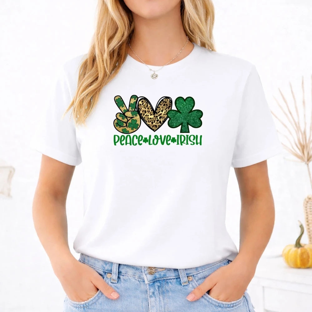 St Patricks Day T-Shirt Irish Shamrock 2026 Gift for Men and Women Shirt Peace Patrick Clothing Casual Daily Life Fashion Tops