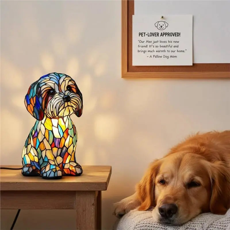 Shih Tzu Glass  Lamp