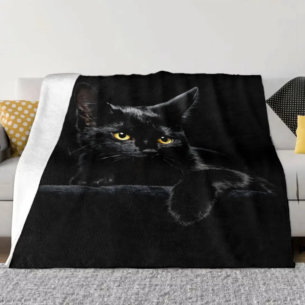Black Cat Printed Throw Blanket