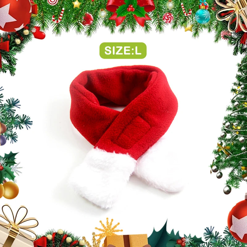 Festive Cat Dog Santa Hat & Scarf Christmas Outfit - Small Dog Holiday Apparel