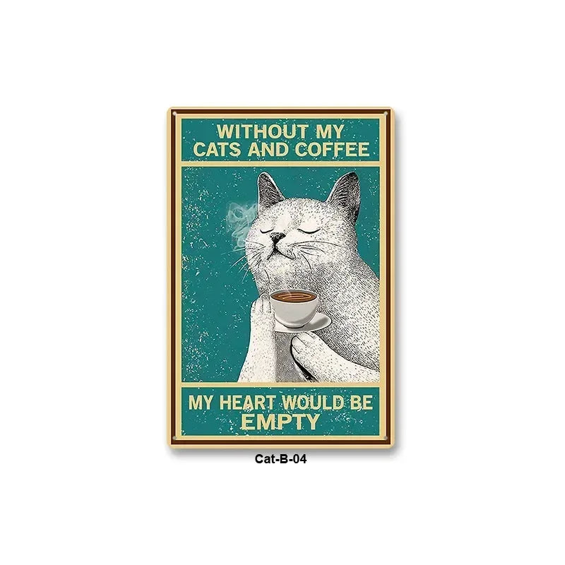 Black Cat Art Decor Home Metal Tin Sign