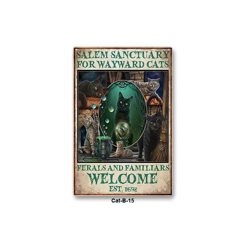Black Cat Art Decor Home Metal Tin Sign