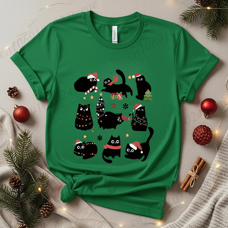 Cute Black Cat Christmas Shirt