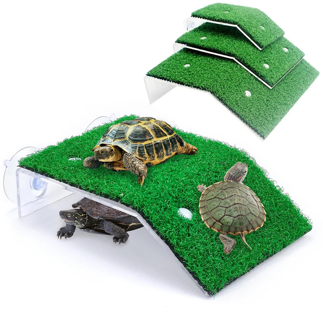 Turtle Basking Platform Lawn Resting Basking Platform Simulation Grass Ramps Tortoise Habitat Terrace Turtle Tank Accessories