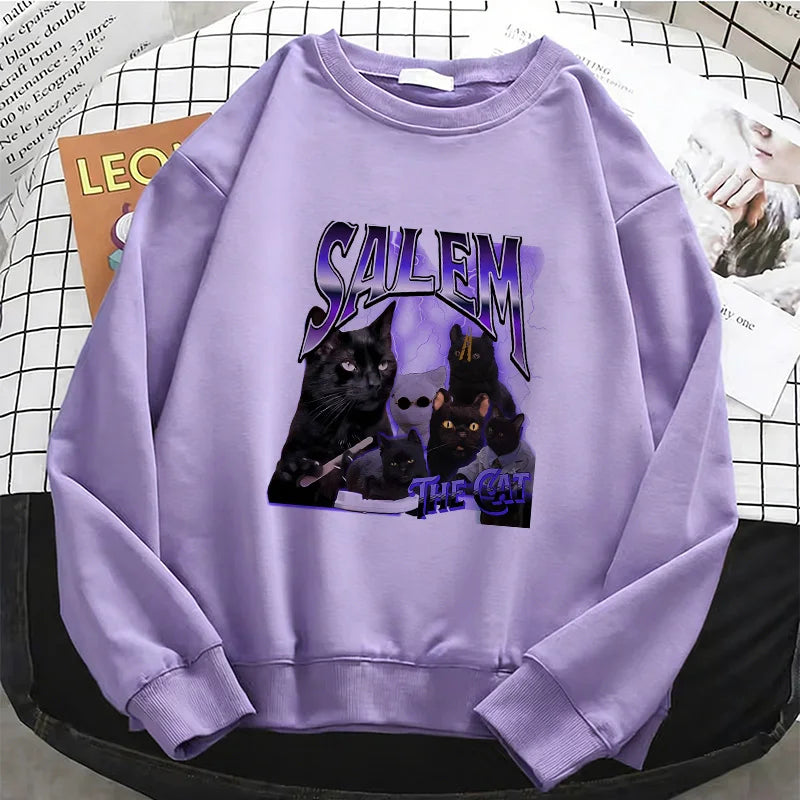 Black Cat Design Printed Hoodies