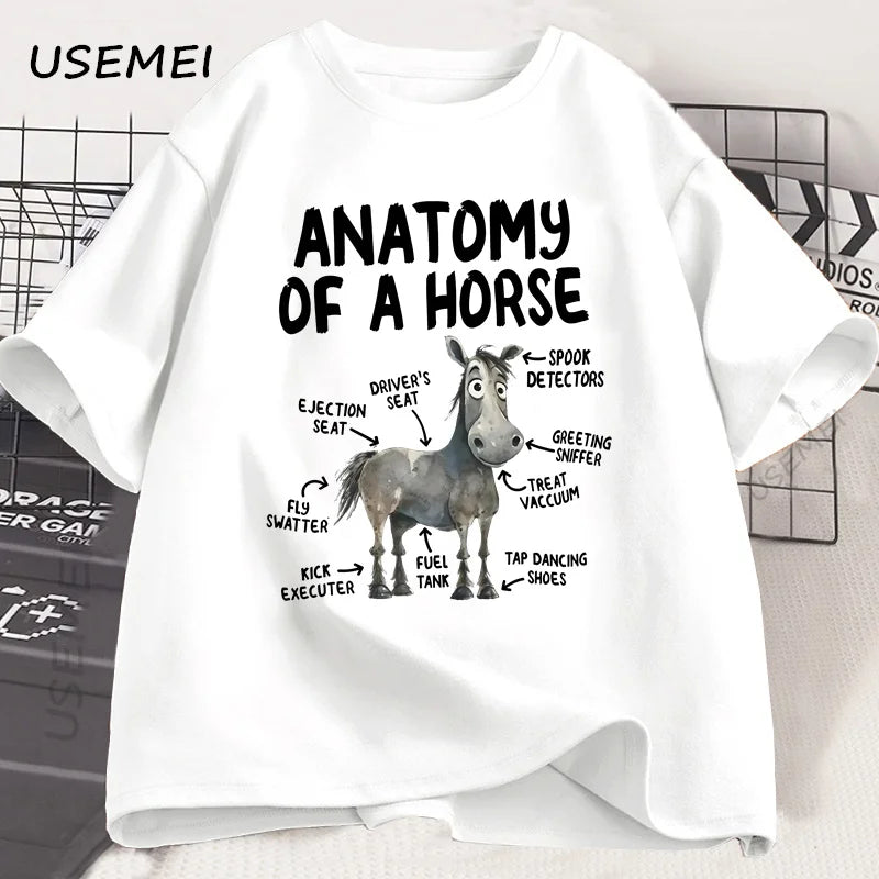 Anatomy of A Horse T Shirt Funny Horse Lover T-shirt Men Women Graphic Streetwear Short Sleeve Tshirt Harajuku Mens Clothing