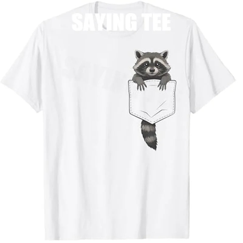 Cute Raccoon Pocket Funny Gifts for Men Women Kid T-Shirt Raccoon in Pocket Apparel Novelty Gifts Y2k Graphic Tees Novelty Gift