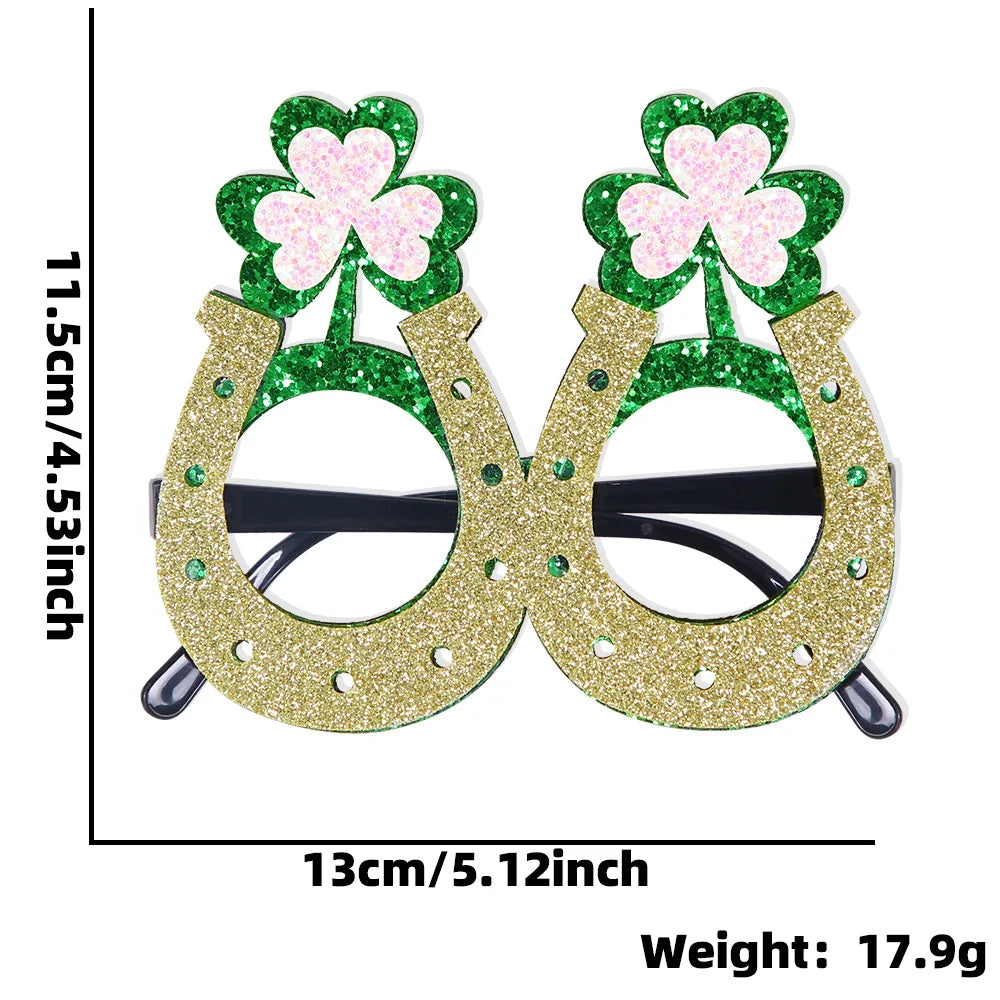St. Patrick's Day Decorative Kids' Dress up Frame Green Hat Clover Plastic Glasses Frame 2025 Theme Irish Celebration Accessory