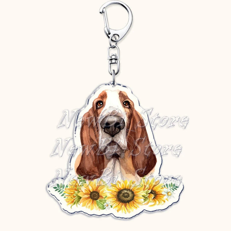 Funny Basset Hound Keychain