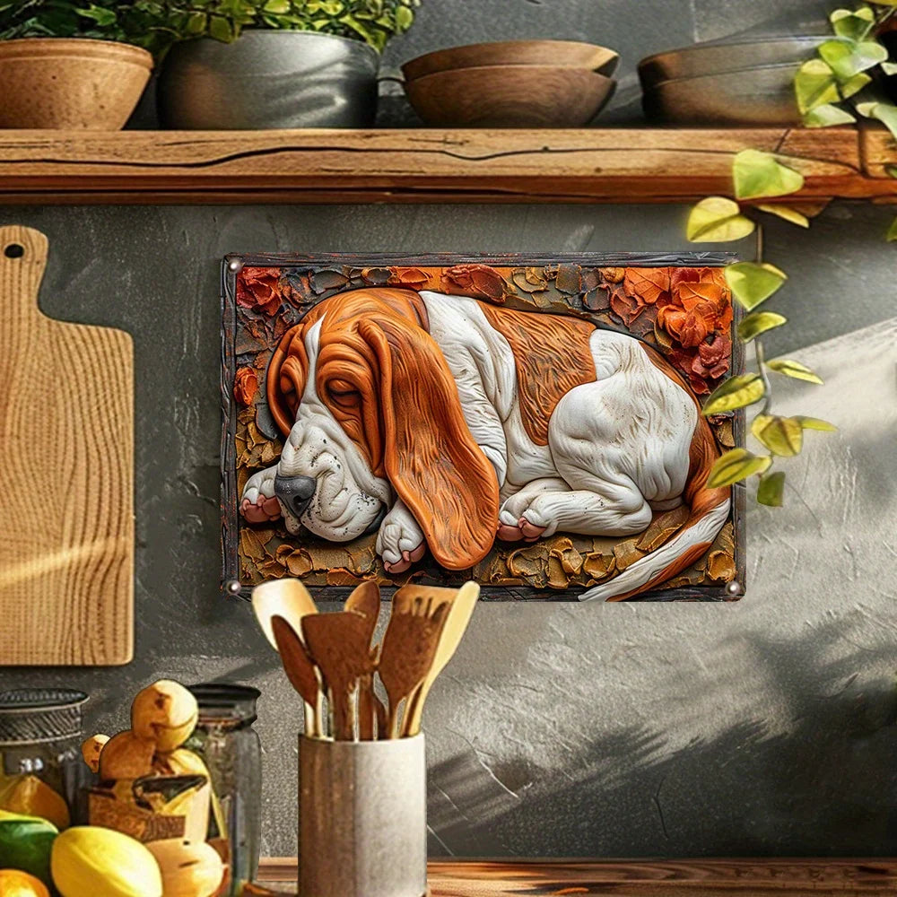 Basset Hound 3D Embossed Metal Sign Wall Art