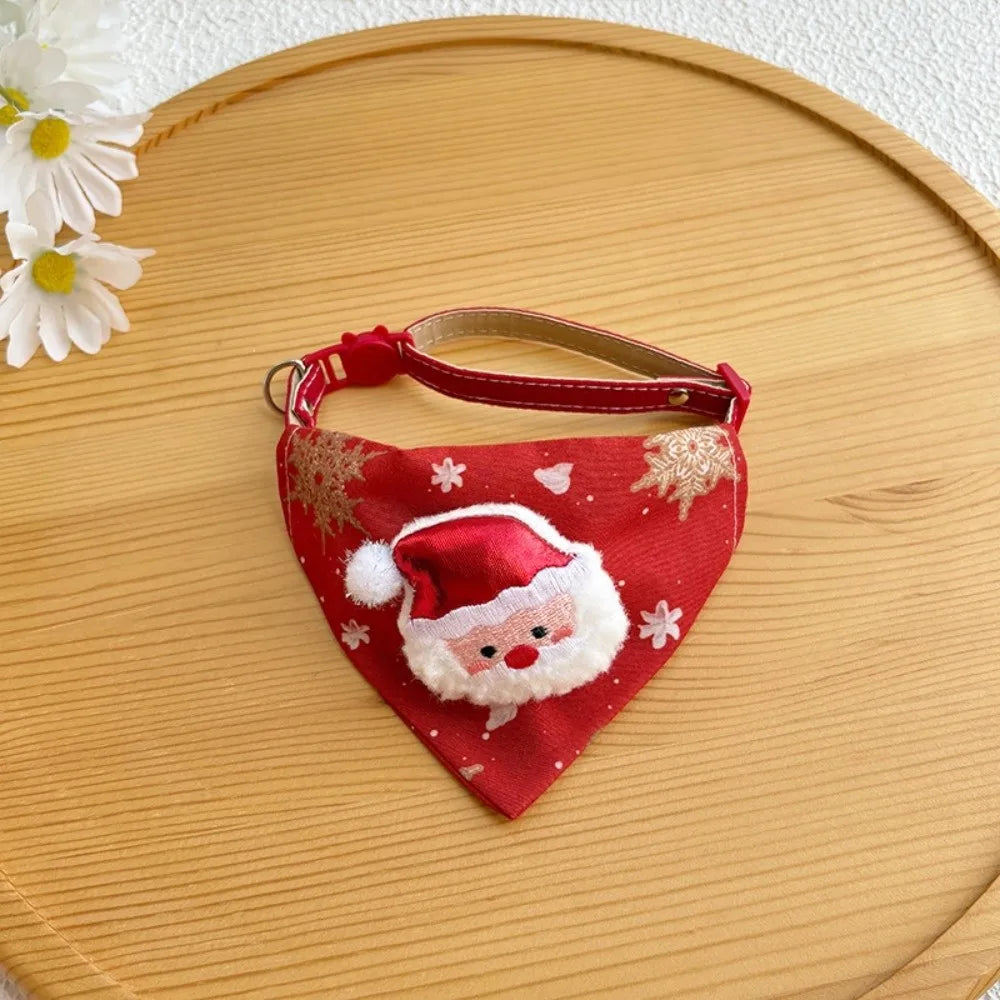 Cute Adjustable Christmas Dog Collar Dirt-resistant Christmas Decor Dog Bandanas Universal Soft Cat Collar Pet Scarf