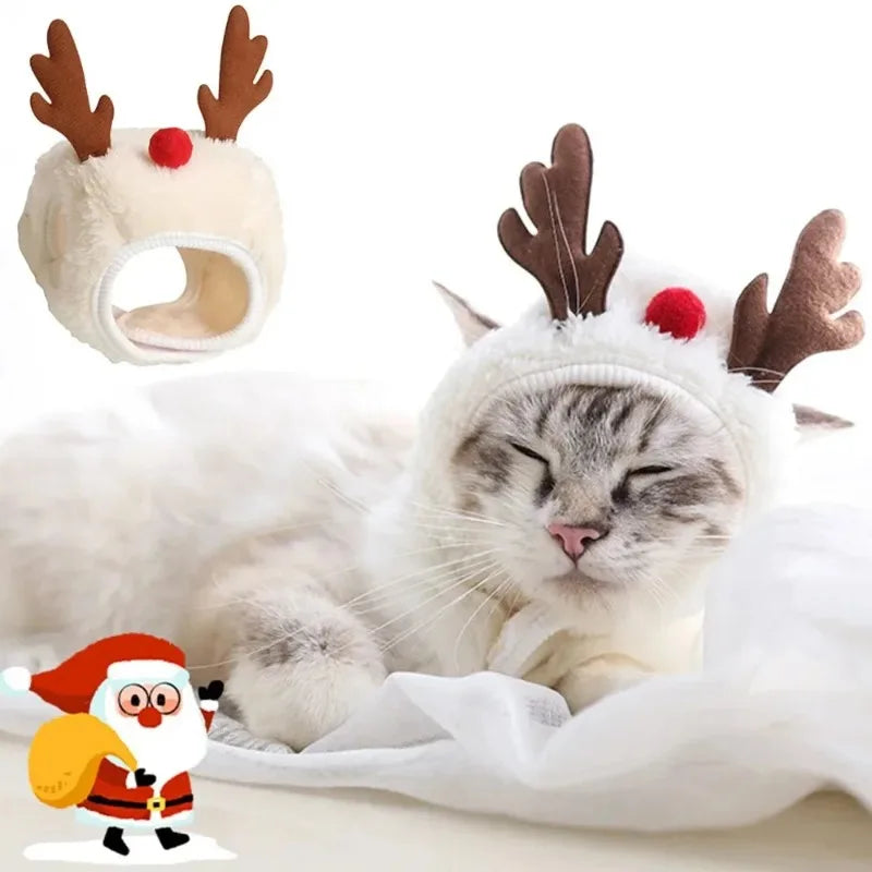 Funny Dog Christmas Hat Pets Santa Bibs New Year Party Cosplay Costume Puppy Cap Cute Cats Bandana Clothes Accessories Gift