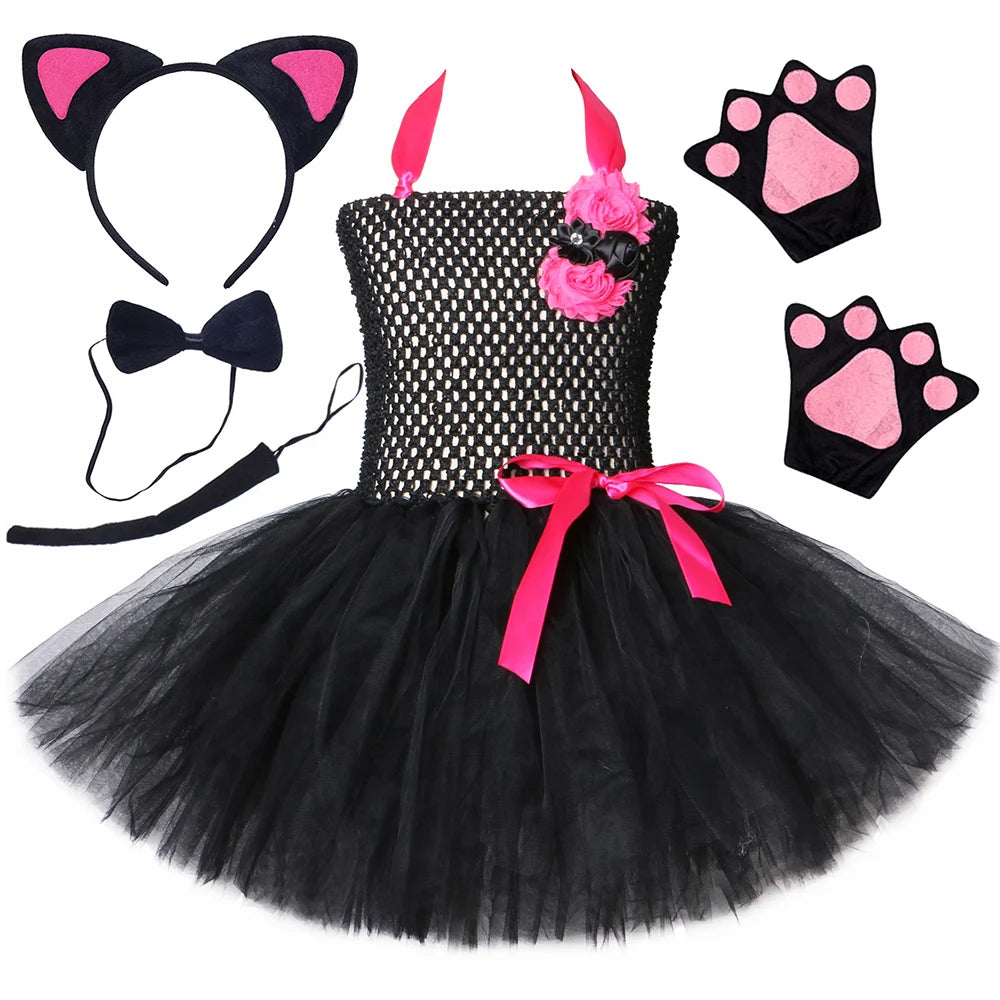 Hot Pink Black Cat Costume for Halloween