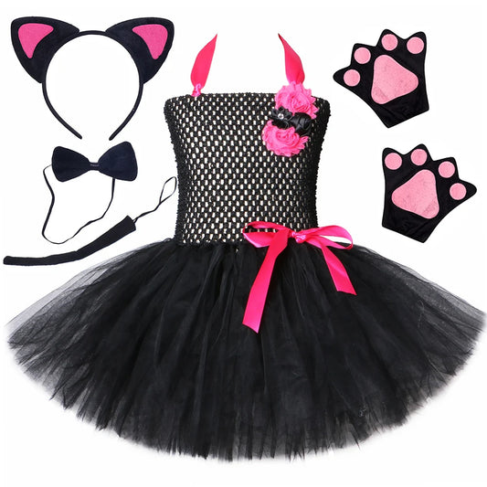 Hot Pink Black Cat Costume for Halloween