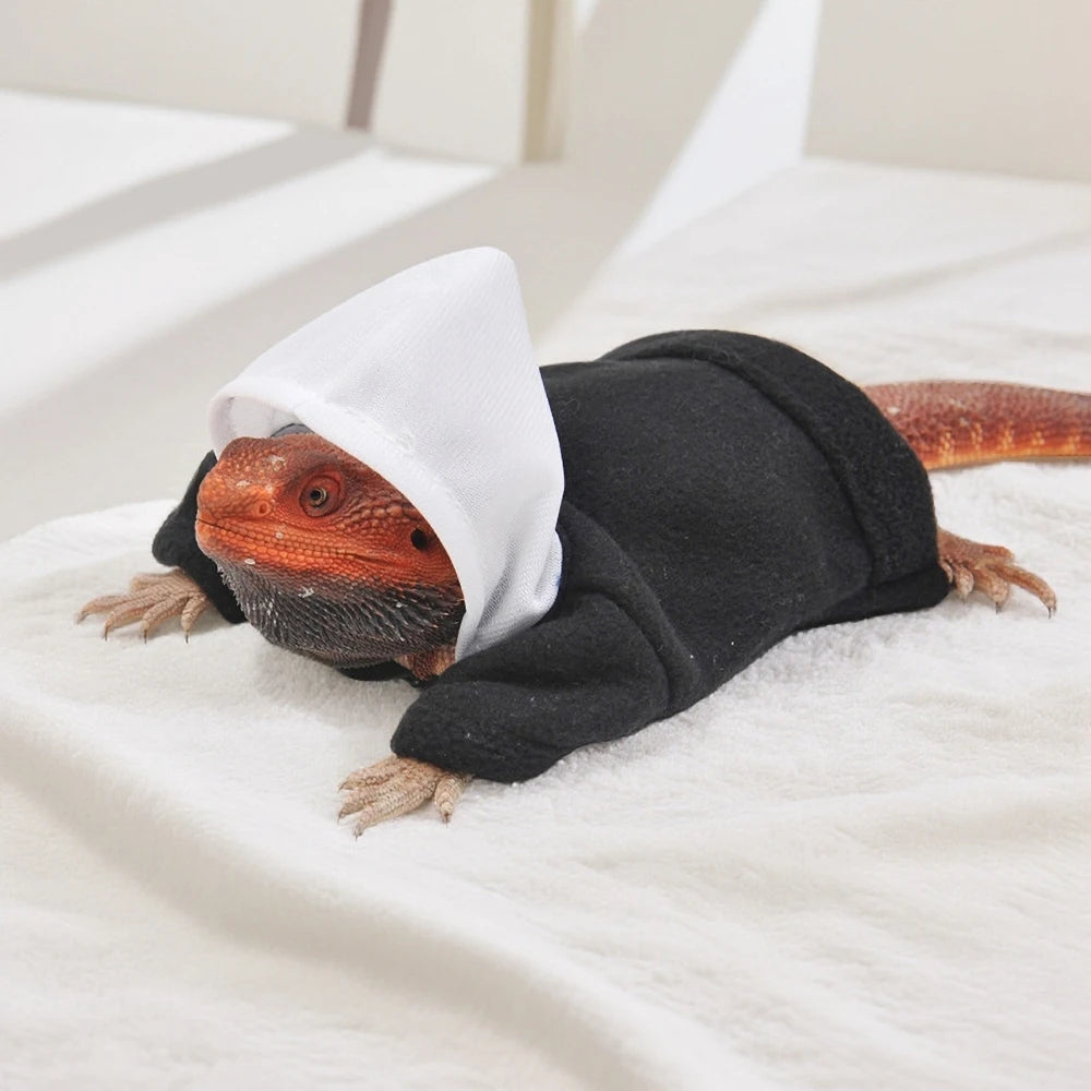 Lizards Clothes for Bearded Dragon Plush Hoodies Leopard Gecko Costume, Reptile Hoodies Apparel for Skin Protection