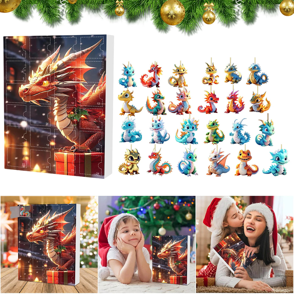 Dog/Dragon/Cat 24 Days Christmas Countdown Calendar Christmas Advent Calendar Xmas Countdown Calendar for Dog Lovers 2D