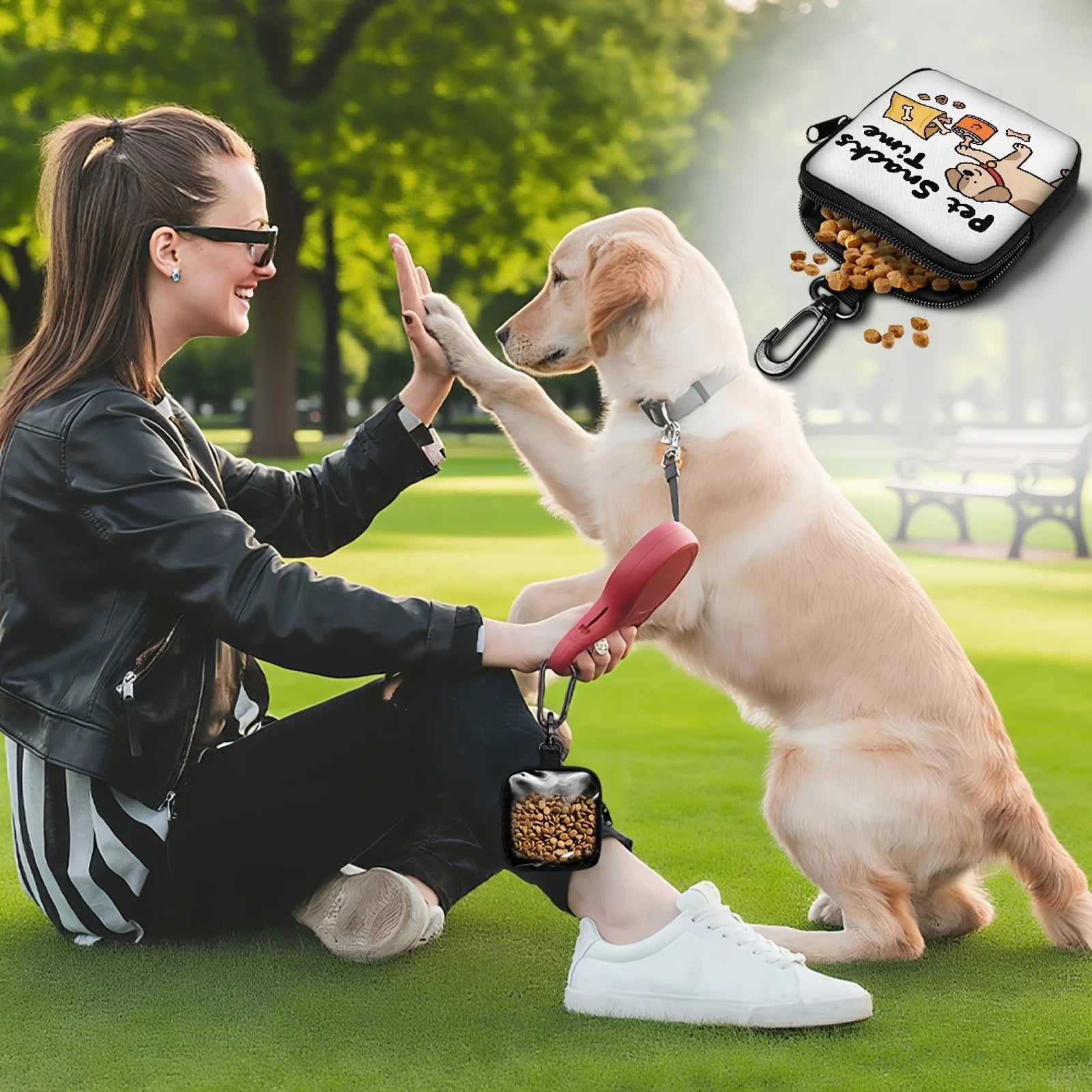 Dog Treat Bag with Hook and Zipper
