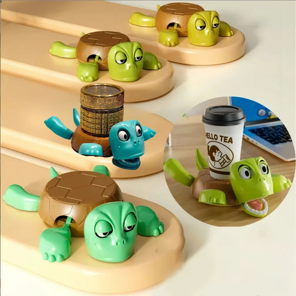 Press Struggling Turtle Toy Creative Fun Turtle Cup Pad Mug Holder with Funny Expression Decor ﻿Kid Prank Toy Gift