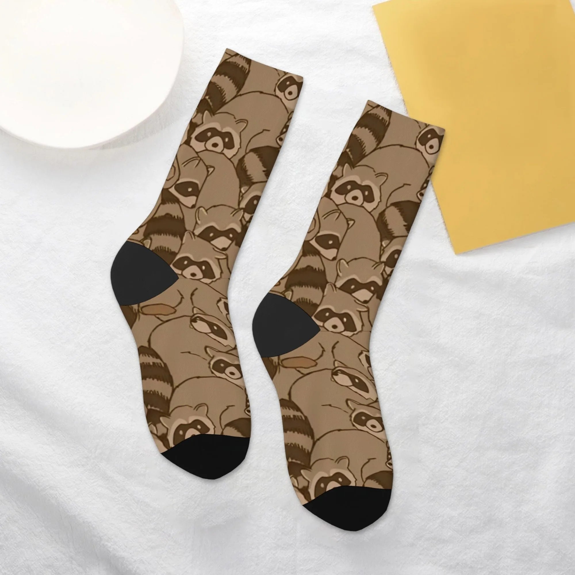 Cartoon Raccoon Theme Casual Socks Comfortable Breathable Non-slip Socks Novelty Harajuku Street Hip-Hop Crew Socks Unisex Gift