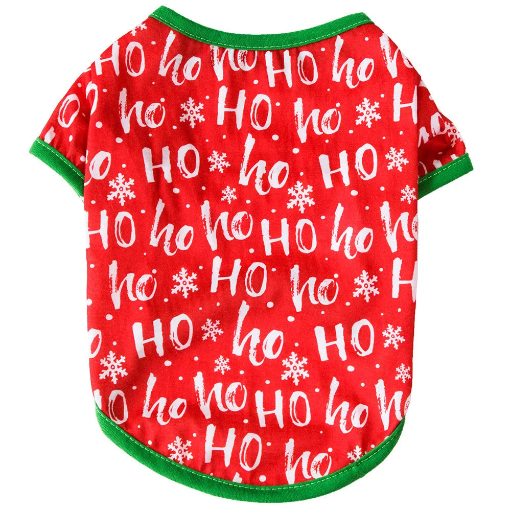Christmas Dog Cat T-Shirt Cute Holiday Print Pet Clothes for Small Dogs, Teddy, Cats - Festive Xmas Apparel Supplies Dog Hoodies