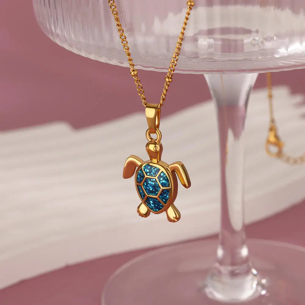 Cute Sea Turtles Necklace For Women Men Gold Color Stainless Steel Necklace Fashion Luxury Jewelry Anniversary Party Gifts