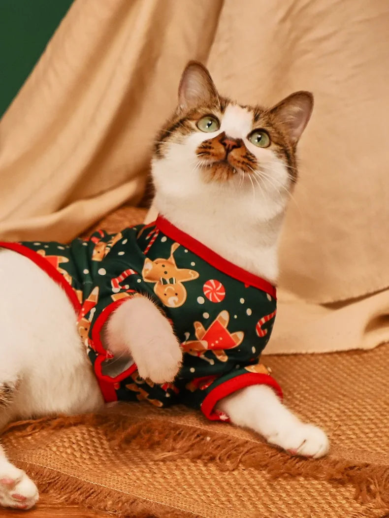 Christmas Dog Cat T-Shirt Cute Holiday Print Pet Clothes for Small Dogs, Teddy, Cats - Festive Xmas Apparel Supplies Dog Hoodies