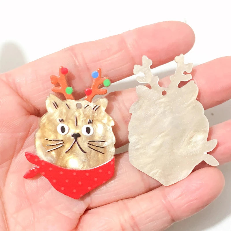 Yak Raccoon Christmas Tree Acrylic Charms Wholesale Bulk for Earring DIY Accessories 5PCS/LOT