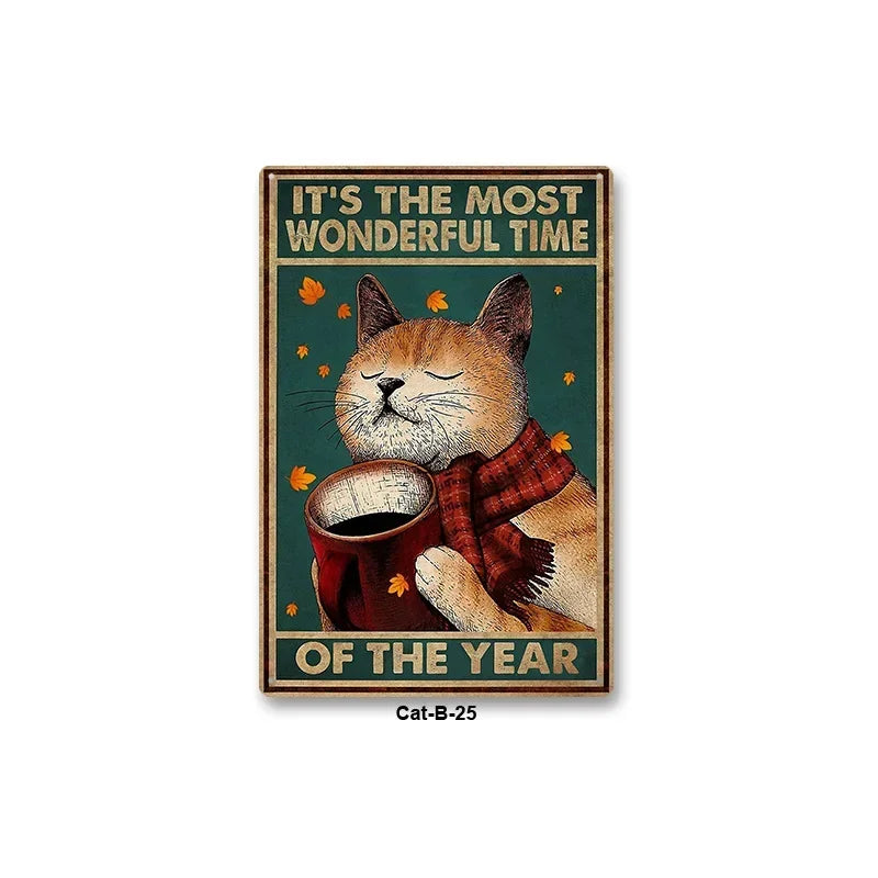 Black Cat Art Decor Home Metal Tin Sign