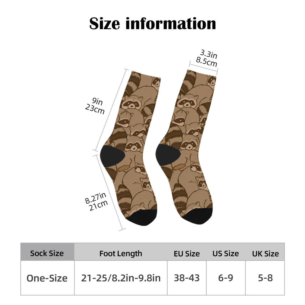 Cartoon Raccoon Theme Casual Socks Comfortable Breathable Non-slip Socks Novelty Harajuku Street Hip-Hop Crew Socks Unisex Gift