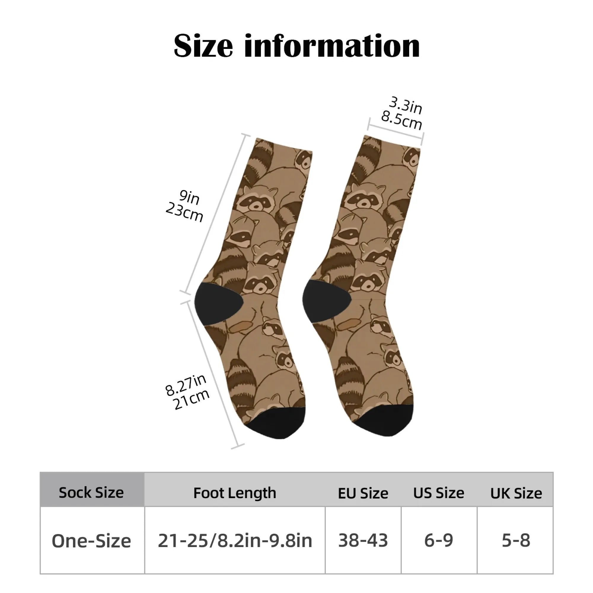 Cartoon Raccoon Theme Casual Socks Comfortable Breathable Non-slip Socks Novelty Harajuku Street Hip-Hop Crew Socks Unisex Gift