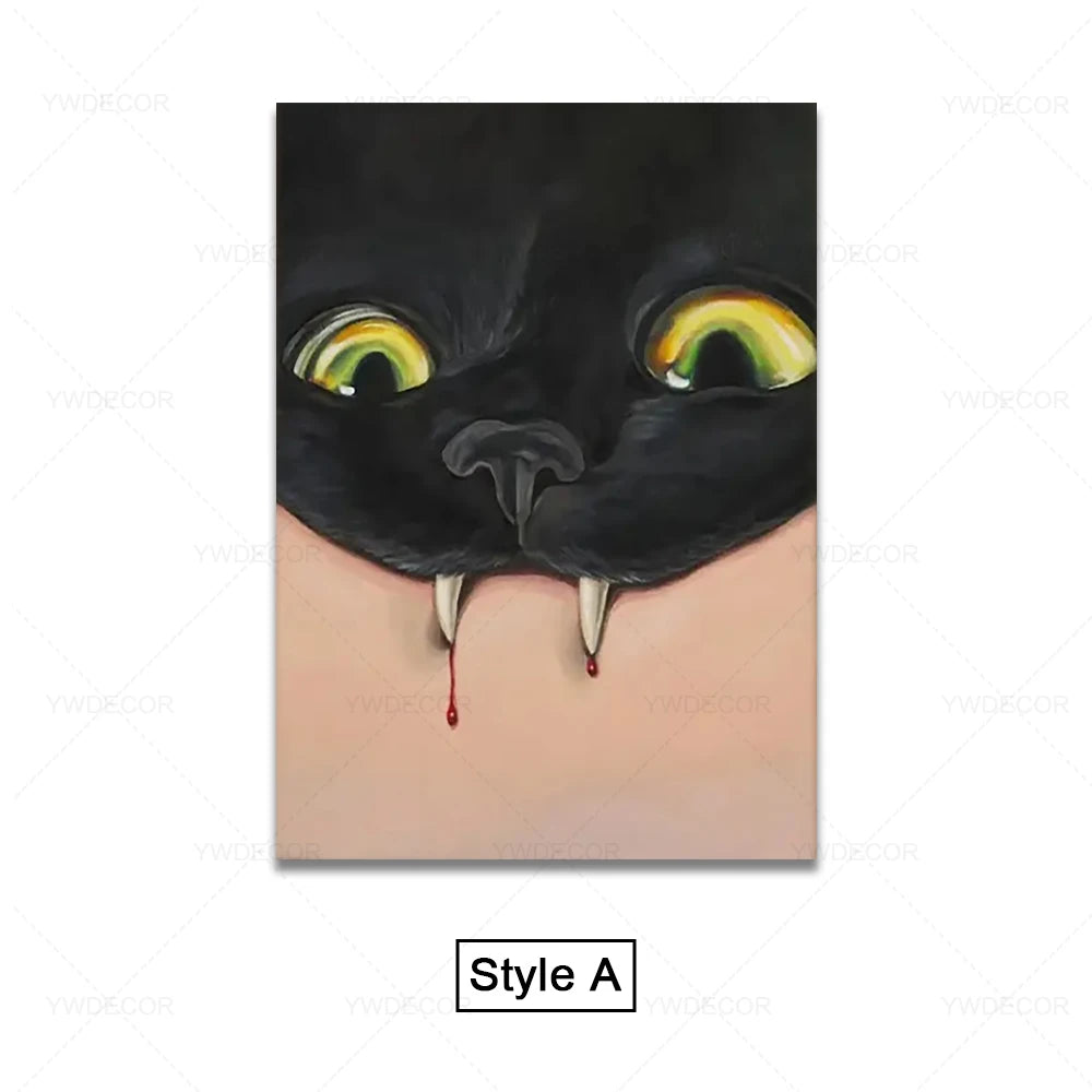 Black Cat Retro Canvas