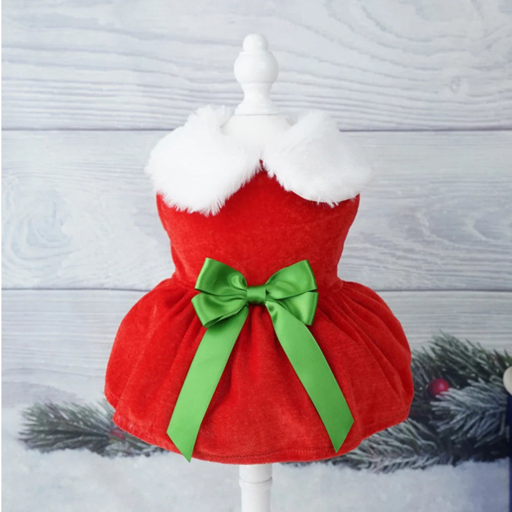 Christmas Dog Dress Pet Christmas Costume Cat Clothes Girl Puppy Xmas Holiday Party Cosplay Outfit Winter Apparel for Small Dogs