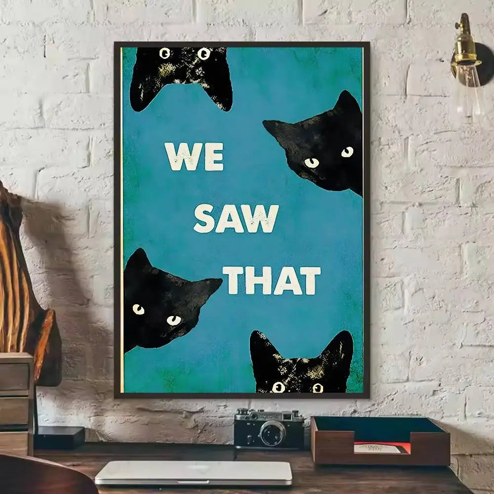 Black Cat Art Poster Wall Decor