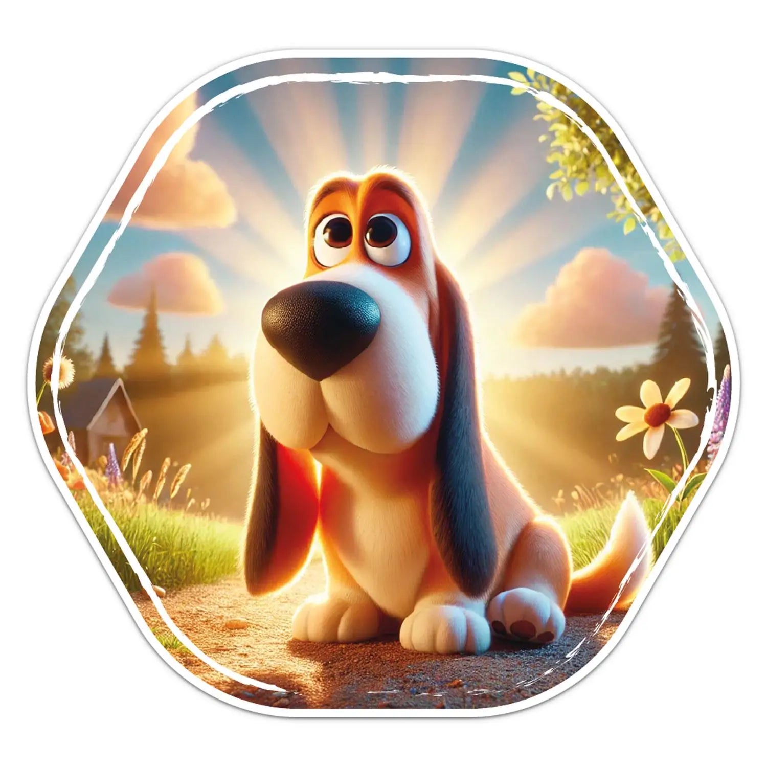 Sweet Basset Hound Sticker