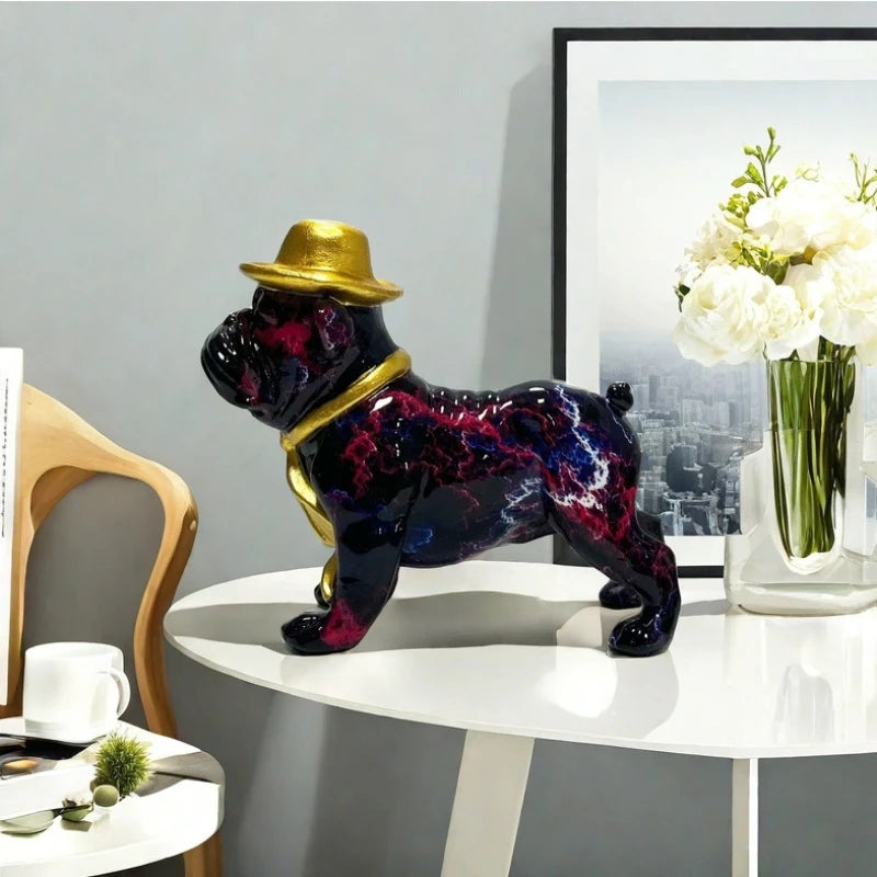 Resin French Bulldog Statue Animal Figurines Colorful Graffiti Doggy Sculpture Desktop Office Room Home Decor Friend's Gift
