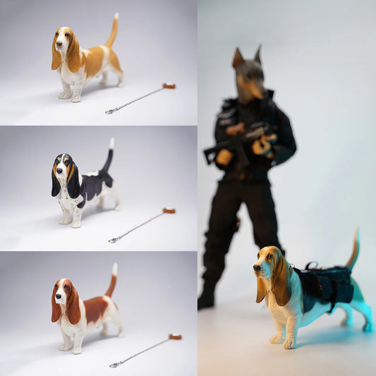 Basset Hound Soldier Figure Scene Accessories