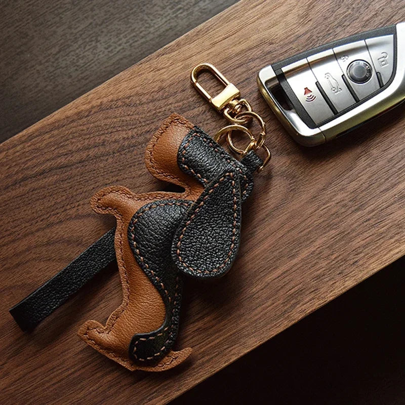 Basset Hound Handmade Leather Keychain