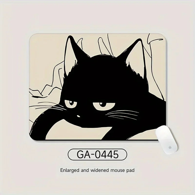 Black Cat Illustration Mouse Pad