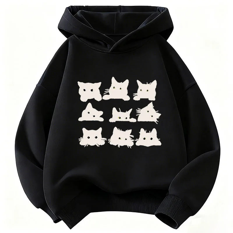 Cute Black Cat Graphic Kids Hoodies