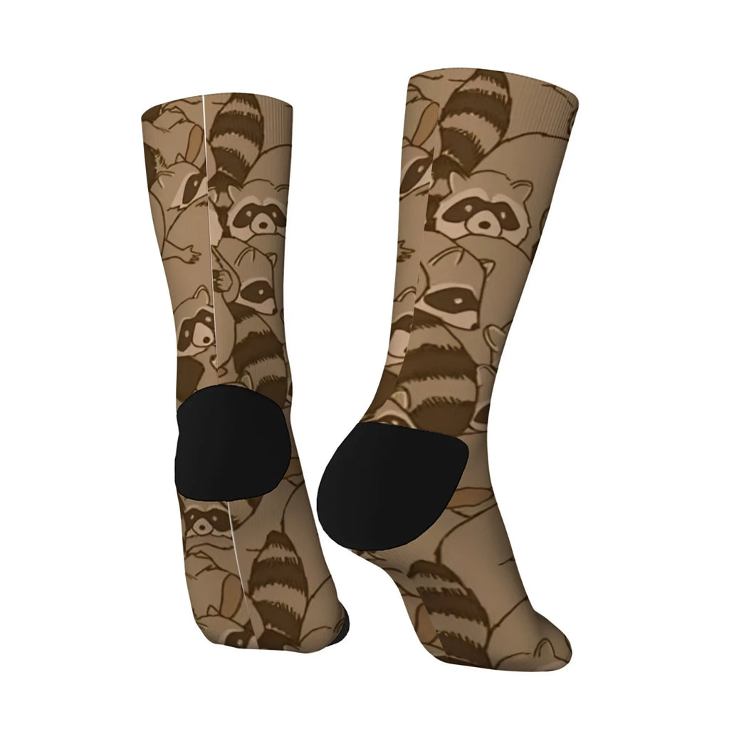 Cartoon Raccoon Theme Casual Socks Comfortable Breathable Non-slip Socks Novelty Harajuku Street Hip-Hop Crew Socks Unisex Gift
