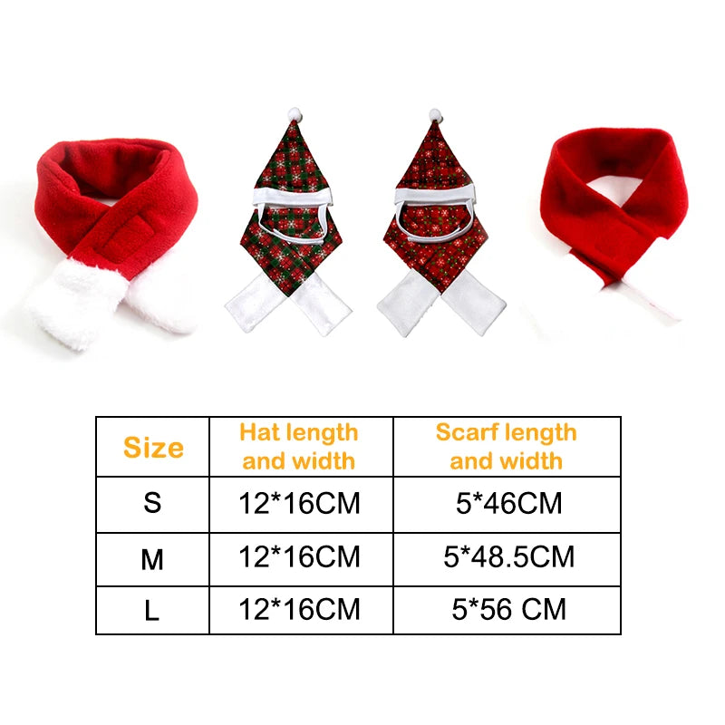 Festive Cat Dog Santa Hat & Scarf Christmas Outfit - Small Dog Holiday Apparel