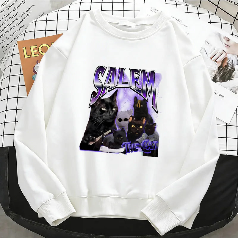 Black Cat Design Printed Hoodies