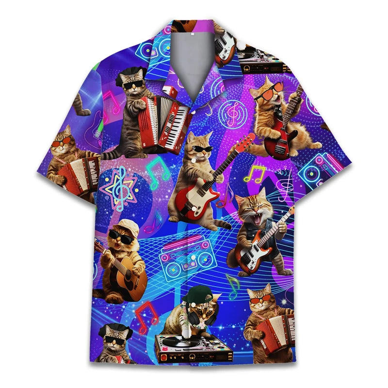 Funny Raccoon 3D Print Shirts For Men Hawaiian Casual Short Sleeve Lapel Blouse Women Kids Summer Holiday Short Sleeved Shirt