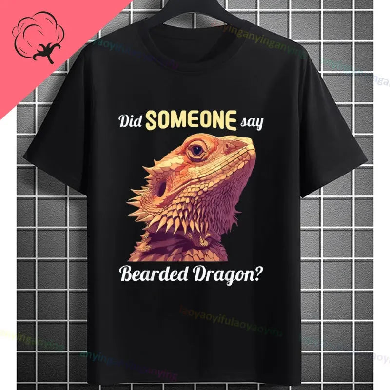 Men's "Bruh" Bearded Dragon Graphic T-Shirt Pure Cotton Short-sleeve Humor Style Tee Perfect Gift for Reptile Lovers