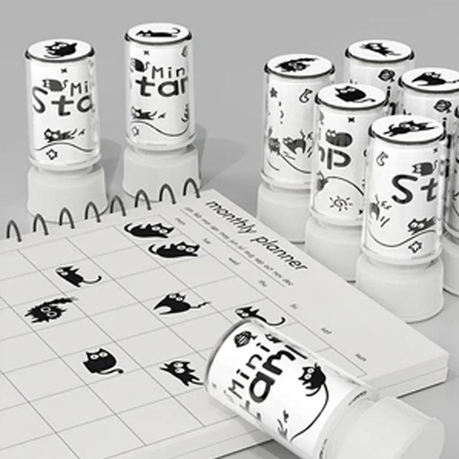 Cute black cat stamp