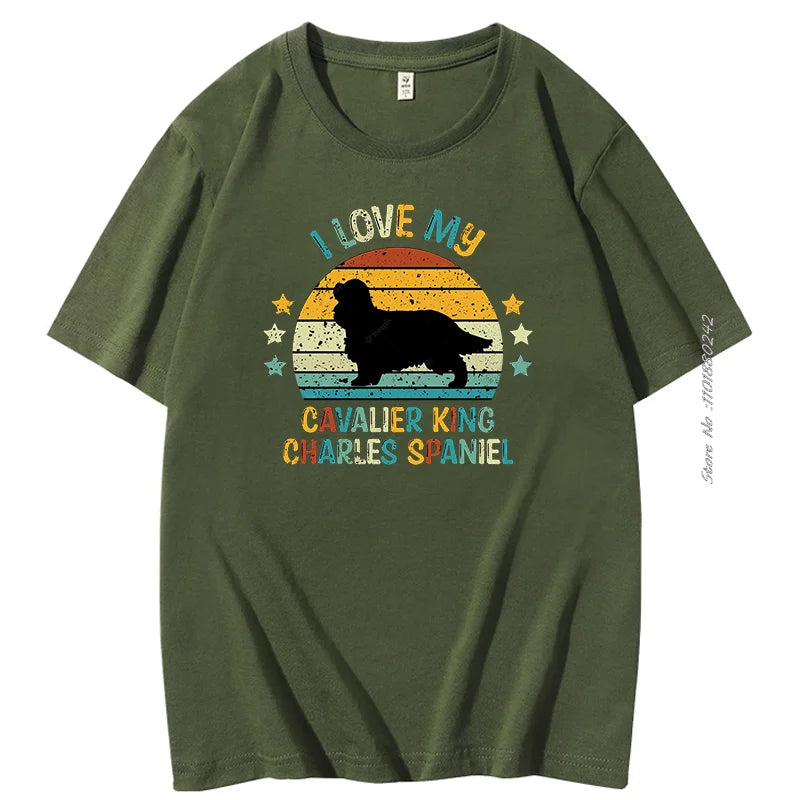 Summer T-shirt Spaniel Silhouette Vintage And Retro Tshirt Graphic T Shirts Cotton men's Short Sleeve t-shirt Men's Clothing