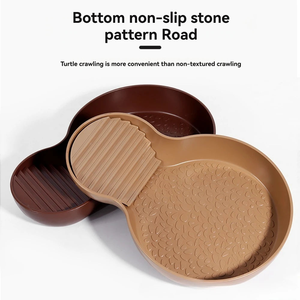 Turtles Bathing Pool Water Bowl with Slip Proof 35x28.50cm Friendly Habitat with Steps for Reptiles Resting and Soaking