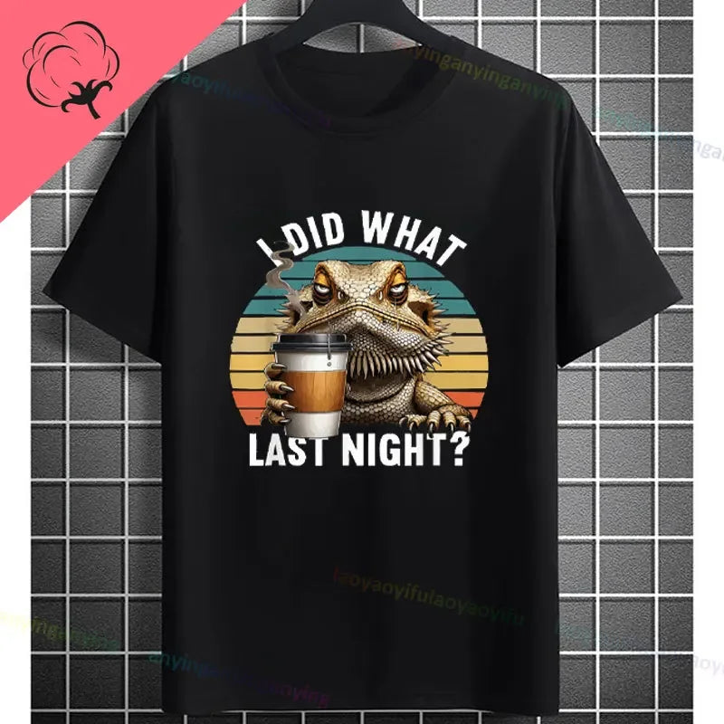 Men's "Bruh" Bearded Dragon Graphic T-Shirt Pure Cotton Short-sleeve Humor Style Tee Perfect Gift for Reptile Lovers